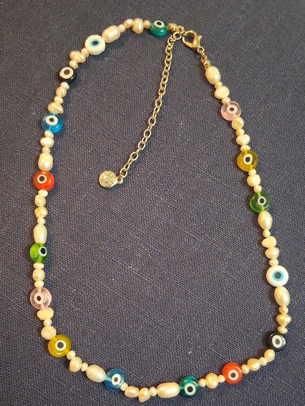 Freshwater Pearl and Multicolor Evil Eye Bead Necklace - Baublebar